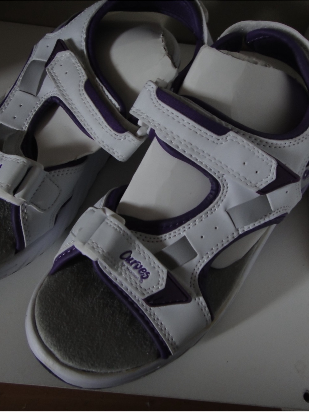 Women’s White and Purple Sport Sandals with Adjustable Straps